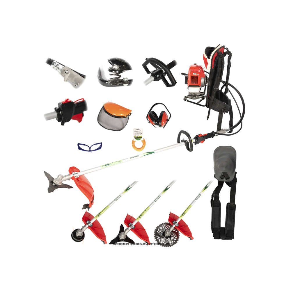 Motocositoare tip rucsac 4.76CP cu 7 accesorii - imagine 2