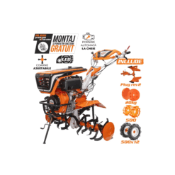 Motosapatoare RURIS 1001KSD + roti cauciuc 5.00-12+plug reversibil rev2+roti metalice 500