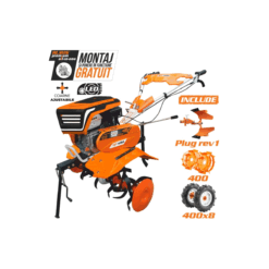 Motosapa RURIS 701KS + roti cauciuc 4.00-8 + plug reversibil rev1 + roti metalice 400 fara manicot