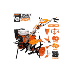 Motosapatoare RURIS 731ACC1 + roti cauciuc 5.00-8+rarita+plug+adaptor+dispozitiv scos cartofi+roti metalice 400 fara manicot+cultivator