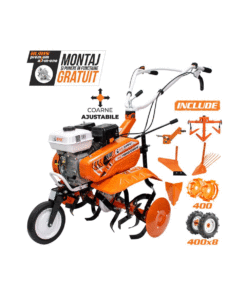 Ruris Motosapa Dac 7000acc3, 7 CP, roti cauciuc 4.00-8, rarita, plug, adaptor, dispozitiv scos cartofi, roti metalice 400 fara manicot, cultivator