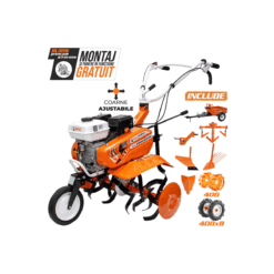 Motosapa Dac 7000acc4, 7 CP, roti cauciuc 4.00-8, rarita, plug, adaptor, dispozitiv scos cartofi, roti metalice 400 fara manicot, cultivator, remorca ruris 450s