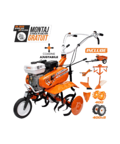 Motosapa Dac 7000acc4, 7 CP, roti cauciuc 4.00-8, rarita, plug, adaptor, dispozitiv scos cartofi, roti metalice 400 fara manicot, cultivator, remorca ruris 450s