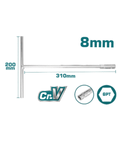 TOTAL - CHEIE TUBULARA CU MANER IN T - 8MM, 200X310MM (INDUSTRIAL)