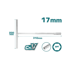 TOTAL - CHEIE TUBULARA CU MANER IN T - 17MM, 200X310MM (INDUSTRIAL)