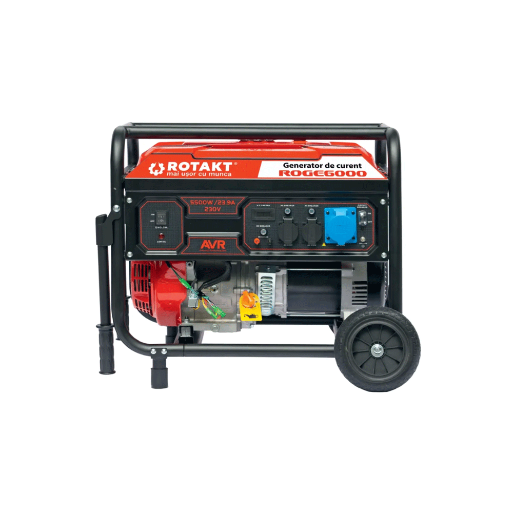 Generator De Curent Rotakt ROGE6000 6kw, Benzina, 15CP, AVR, Iesire 230V / 12V